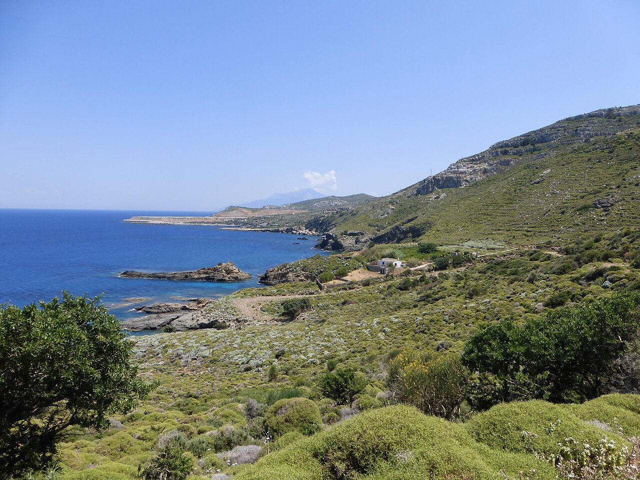 Cheilopotami stream and lush vegetation in the mountainous interior of Ikaria