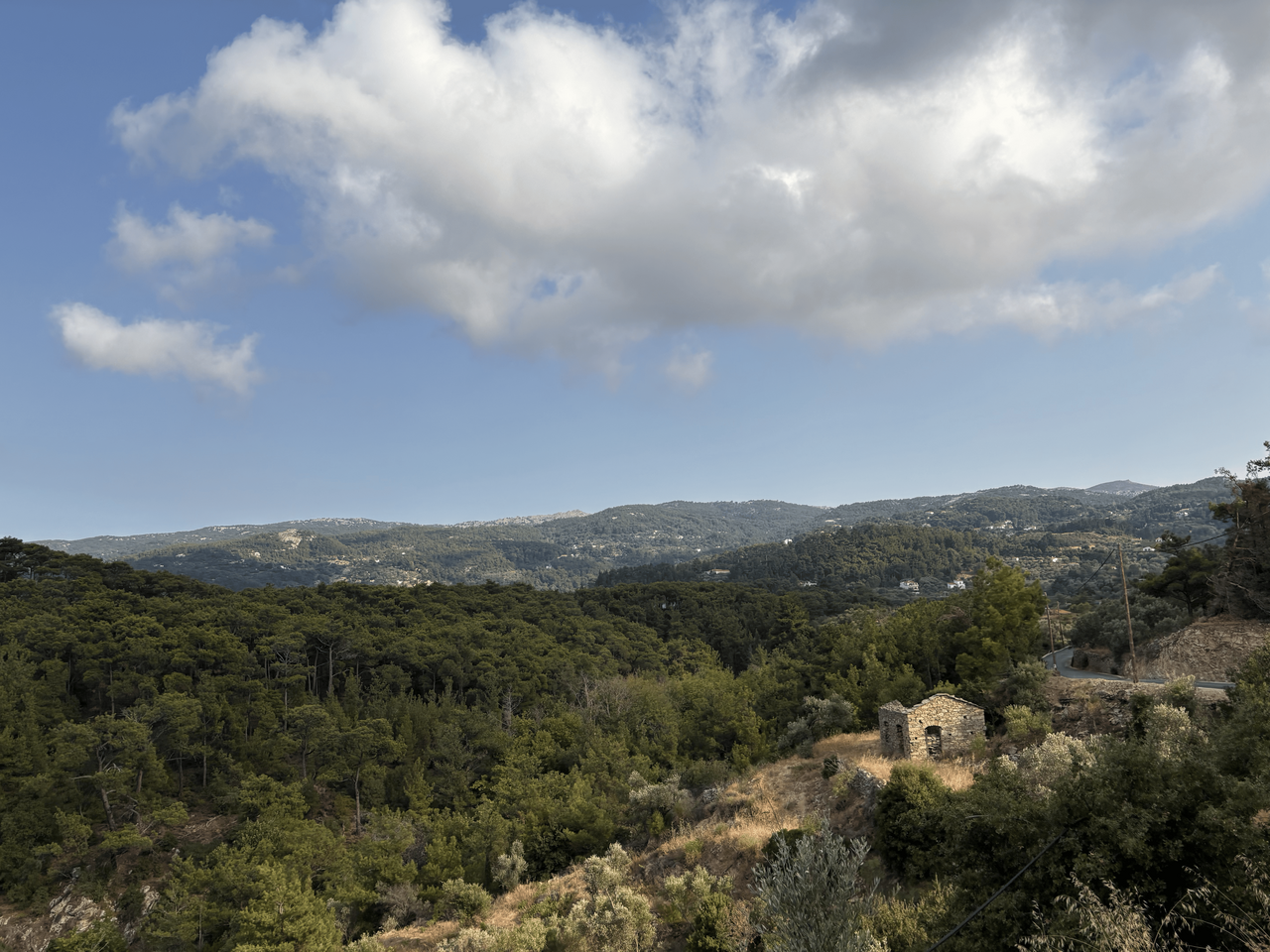 Traditional mountain village of Raches in Ikaria, where shops open at night and panigiria last until dawn