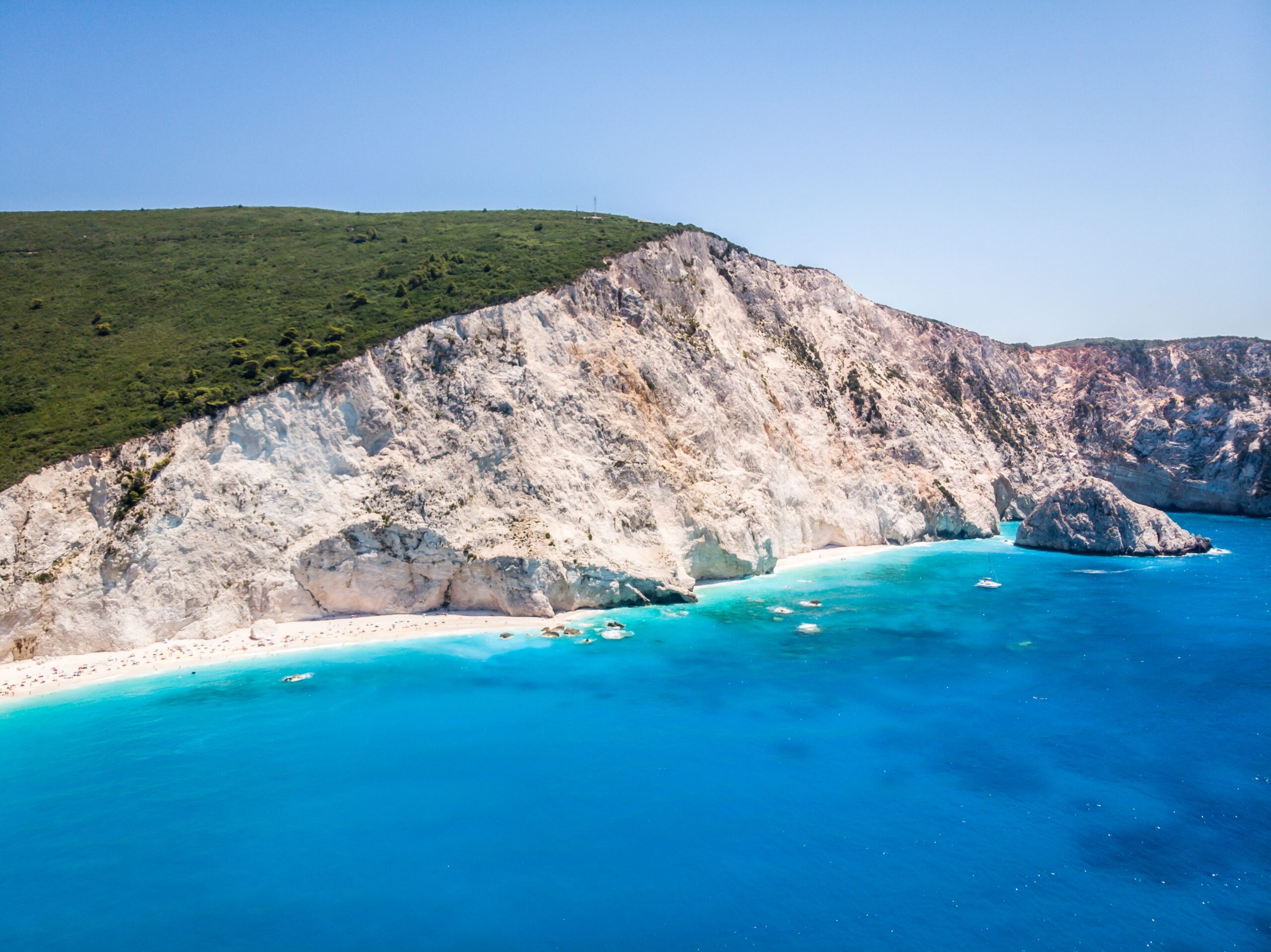 Lefkada's turquoise coast, ideal for water sports and beach activities
