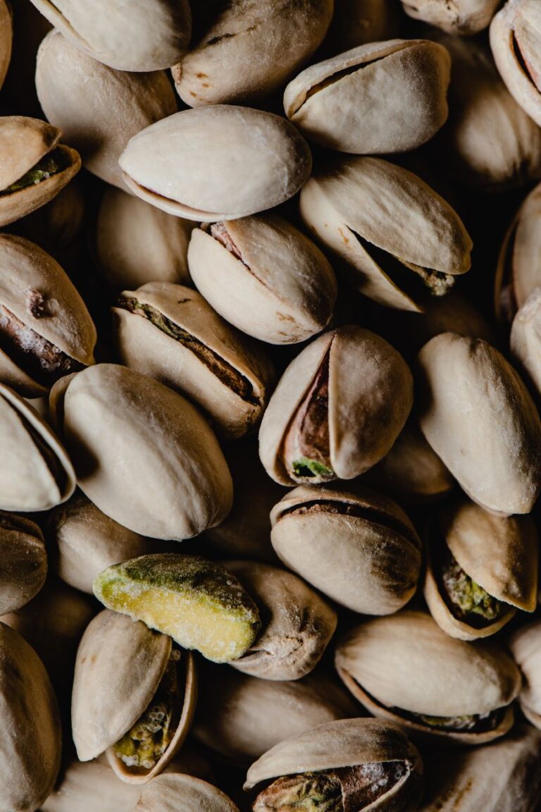 Close-up of Aegina PDO pistachios in their shells