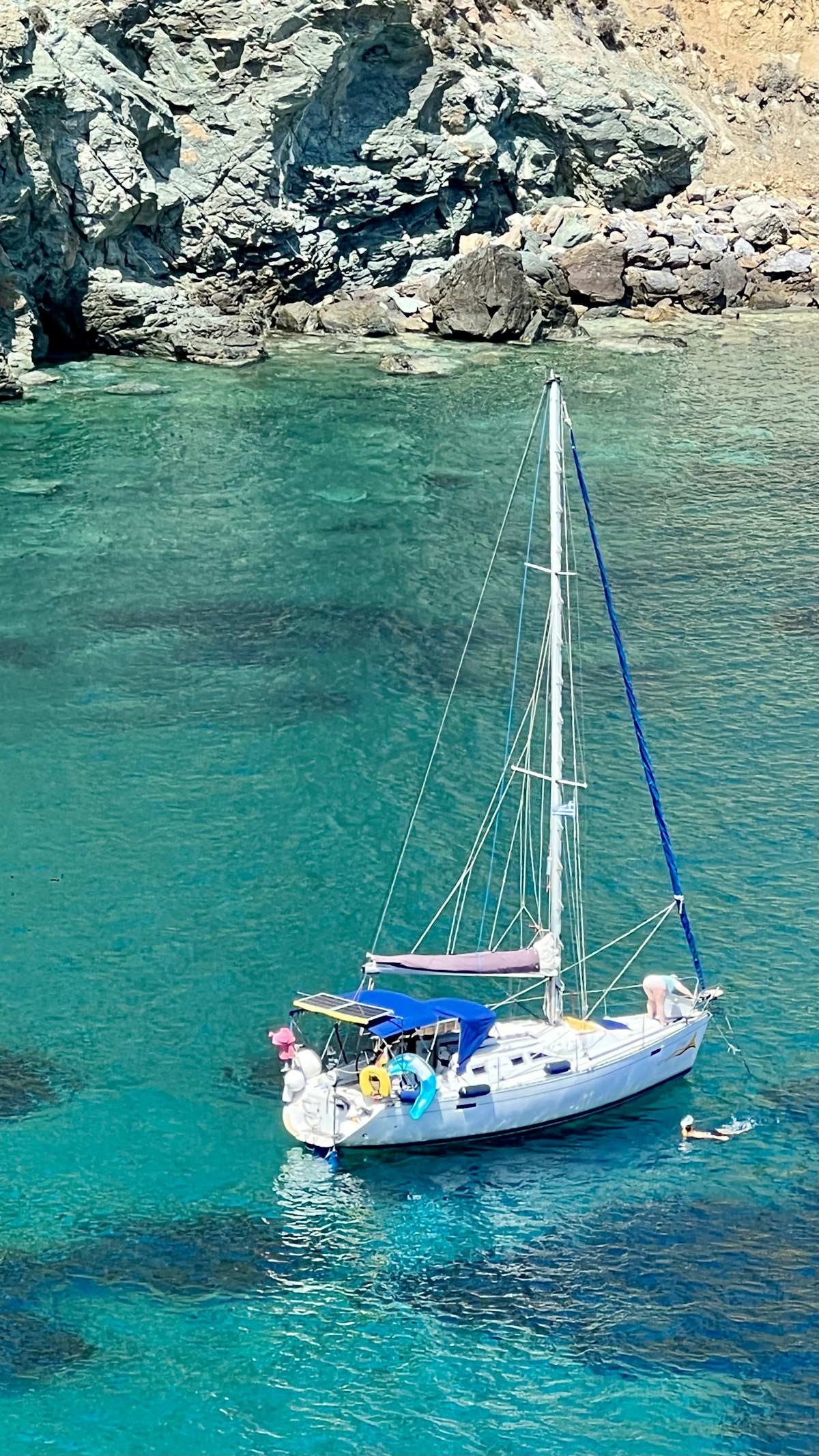 A sailboat near Kyra Panagia island in the Alonissos National Marine Park