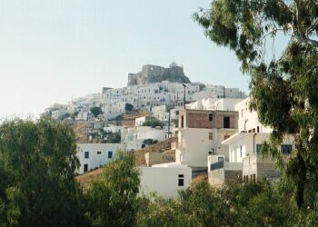 Chora of Astypalaia with white houses and the castle