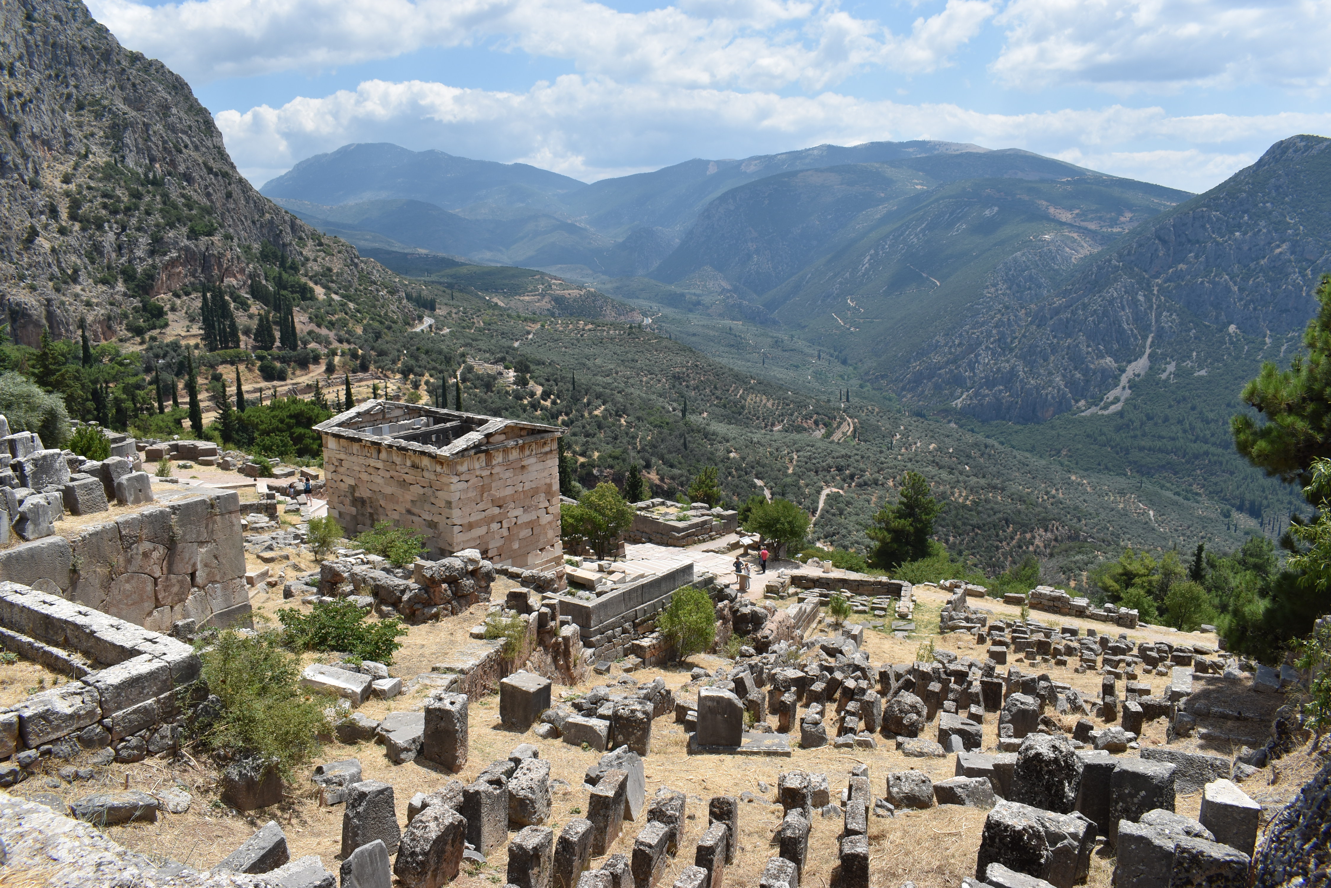 The archaeological site of Delphi on the slopes of Mount Parnassus