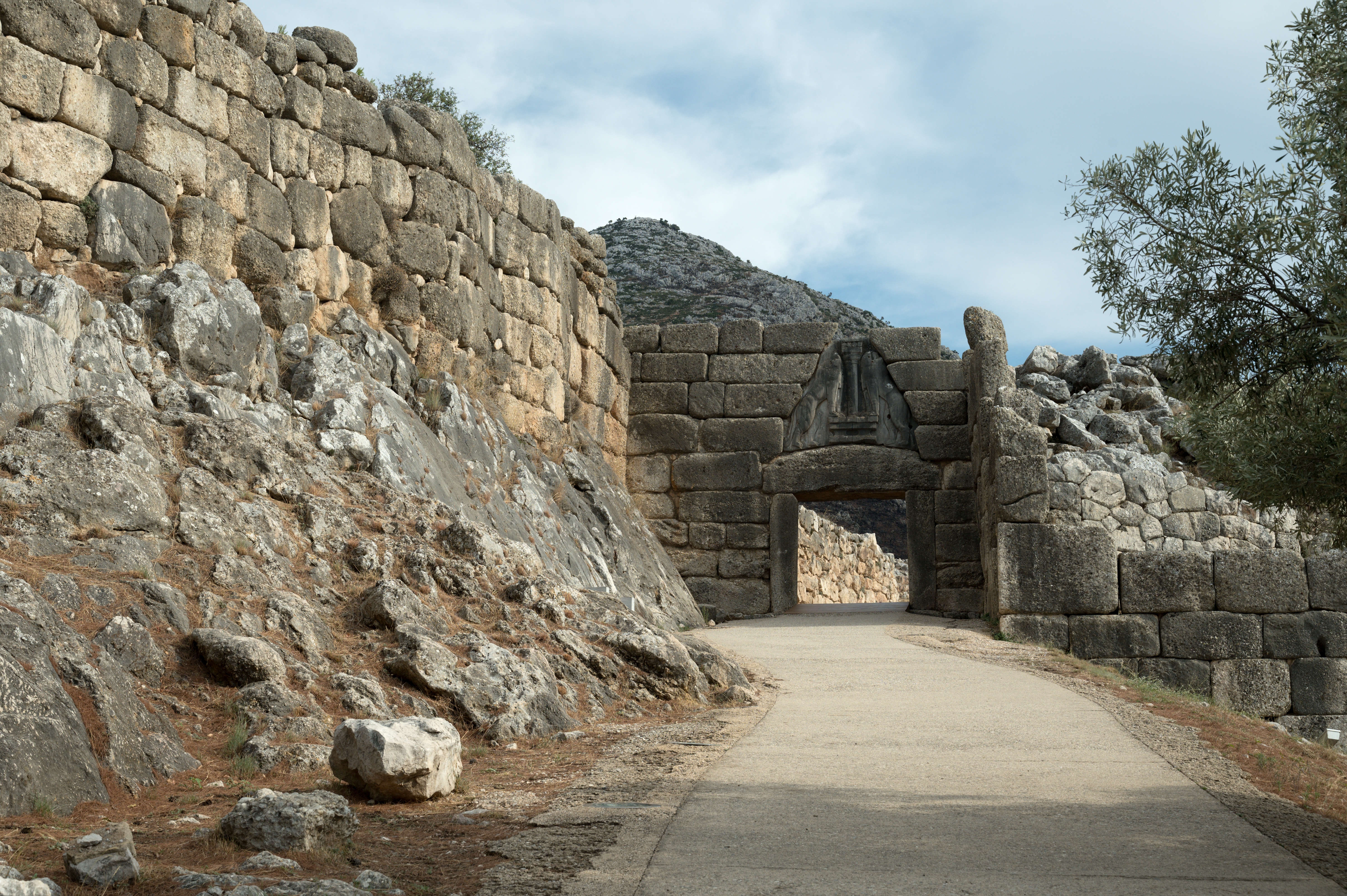 The Lion Gate at the archaeological site of Mycenae