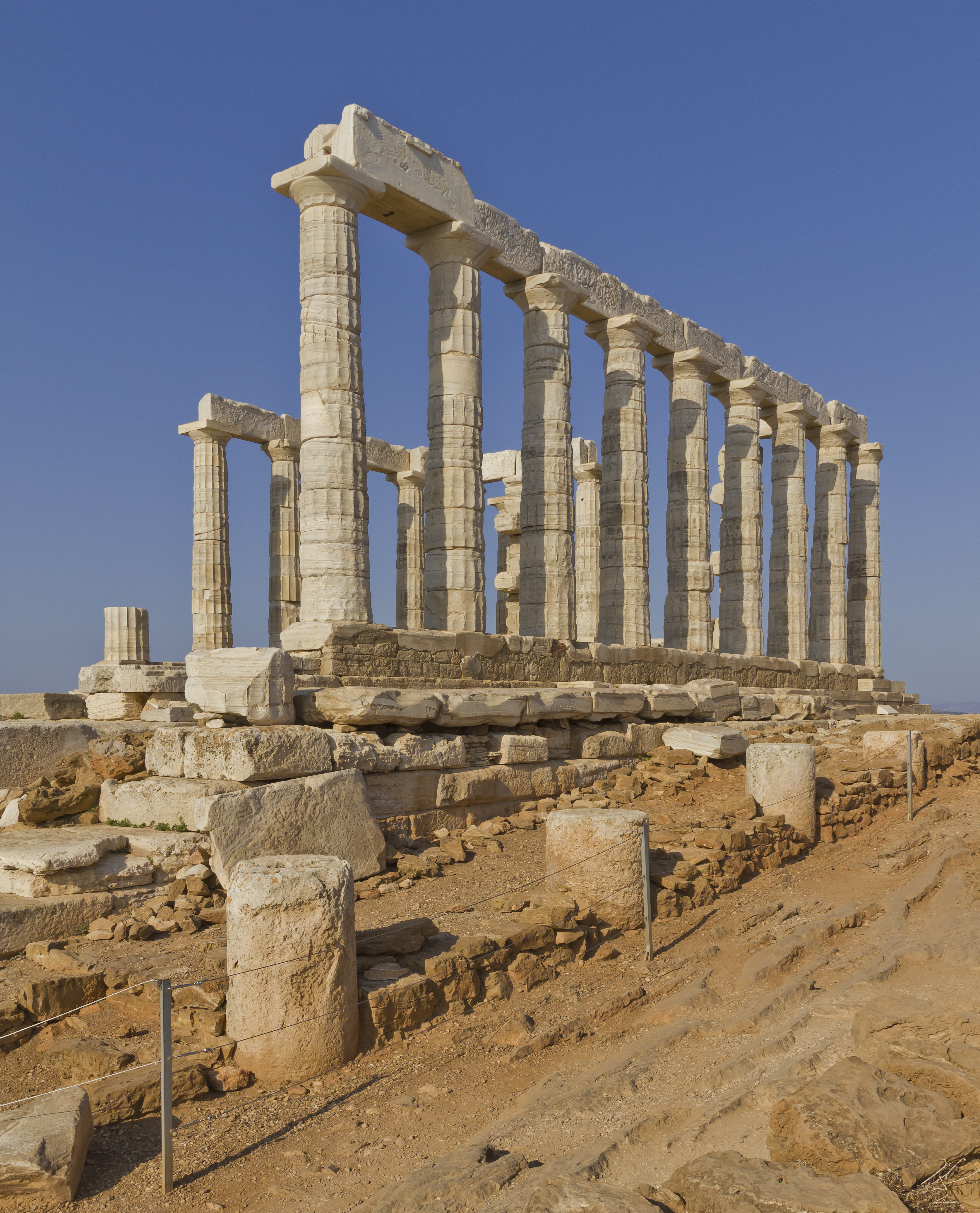 The Temple of Poseidon at Cape Sounion on the southern coast of Attica