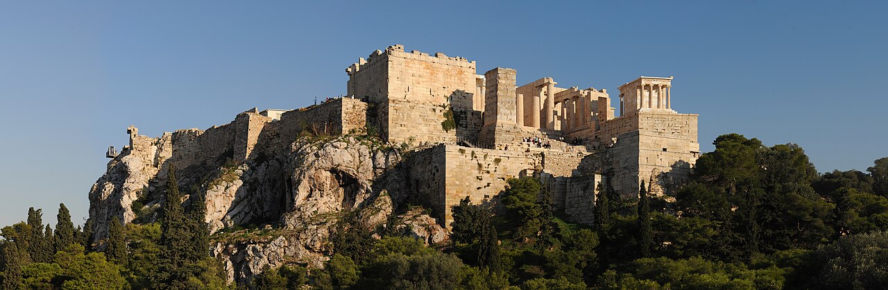 The Acropolis rising above the trees in Athens