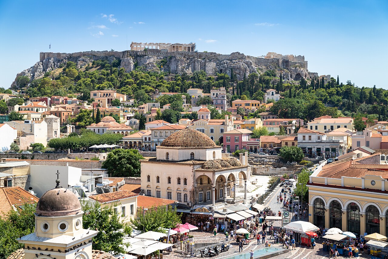 Monastiraki Square and the Acropolis in Athens