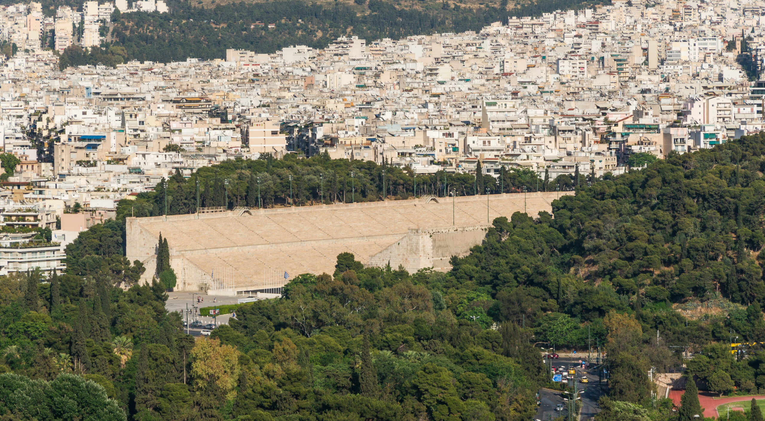 Panathenaic Stadium and the Pangrati neighbourhood seen from the Acropolis