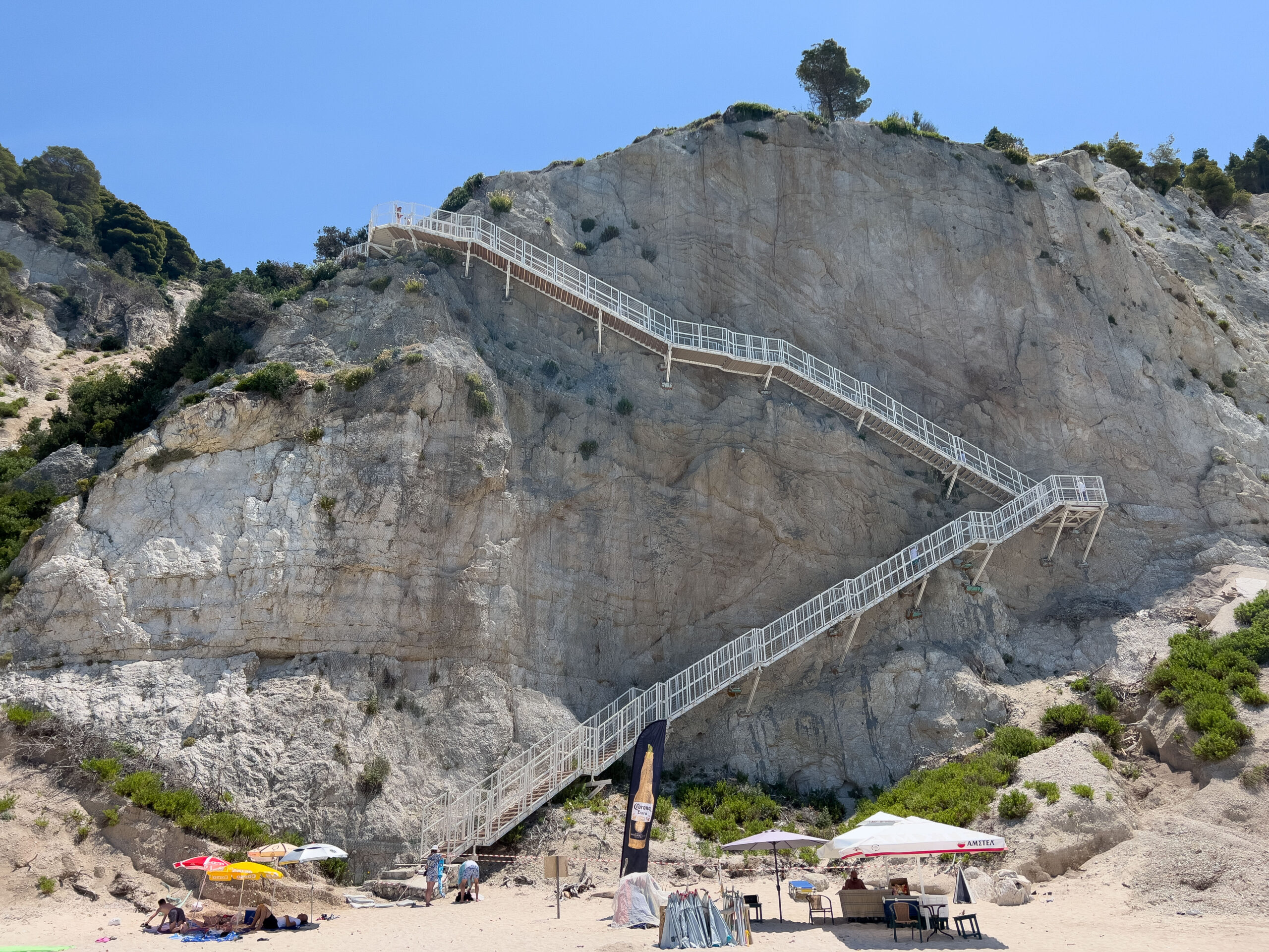Wide-angle view of Egremni Beach, Lefkada, dramatic landscape