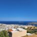 Aerial view of Ermoupoli harbour and the twin hills of Syros, Cyclades, Greece