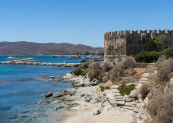 Bourtzi castle and harbour at Karystos, southern Evia, Greece