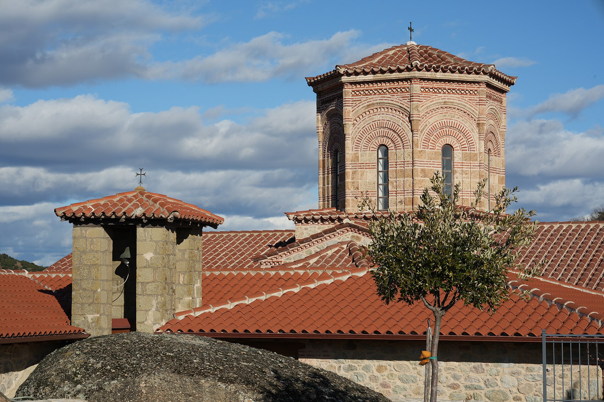 Holy Trinity Monastery on its narrow pillar above Kalambaka