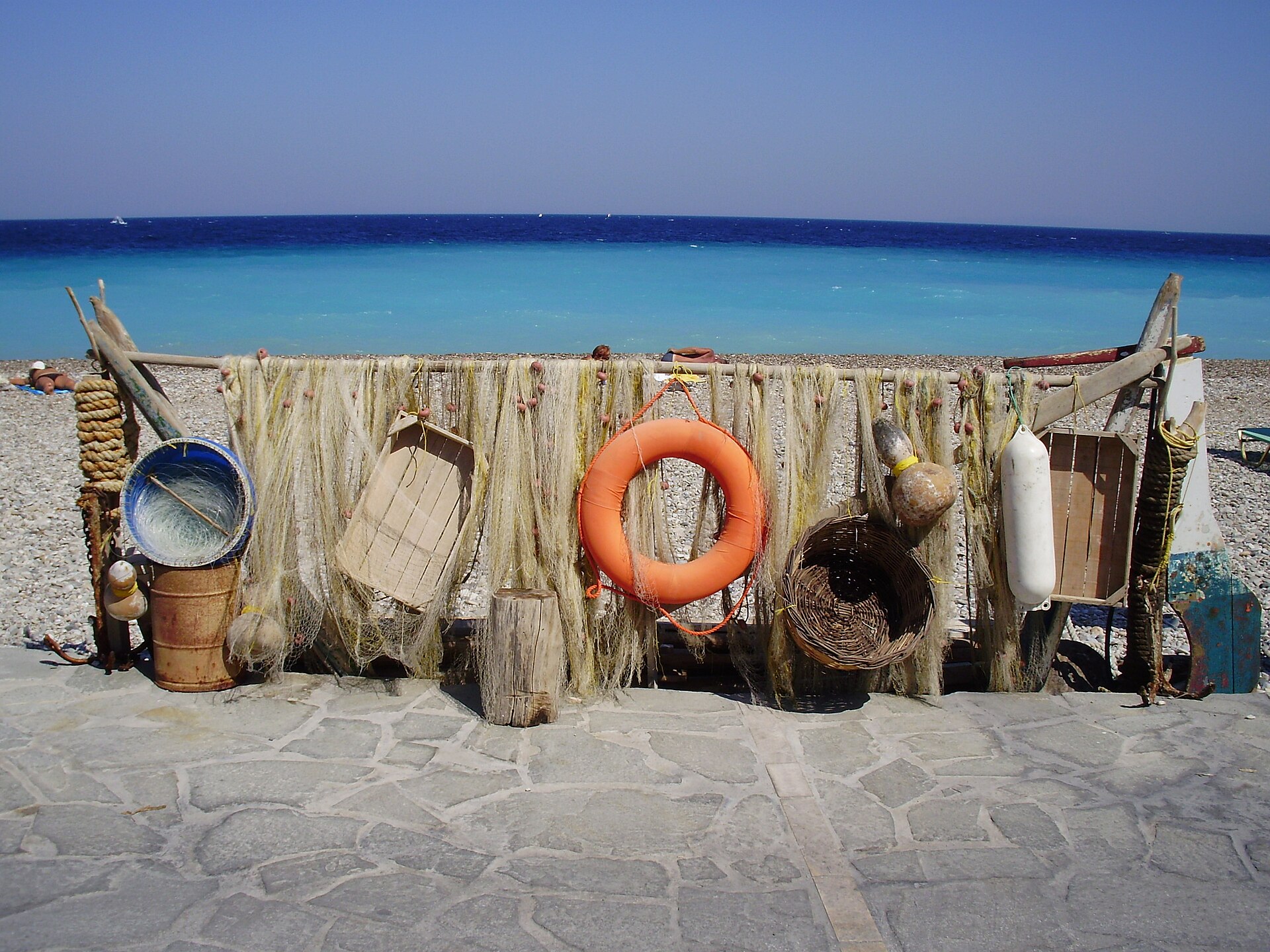 Boats in Kokkari harbour on Samos, Greece.