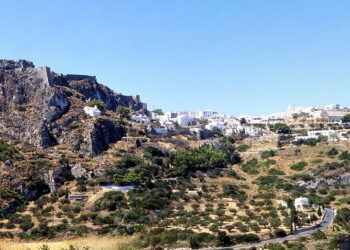 Panorama of Chora and the Venetian castle on Kythira