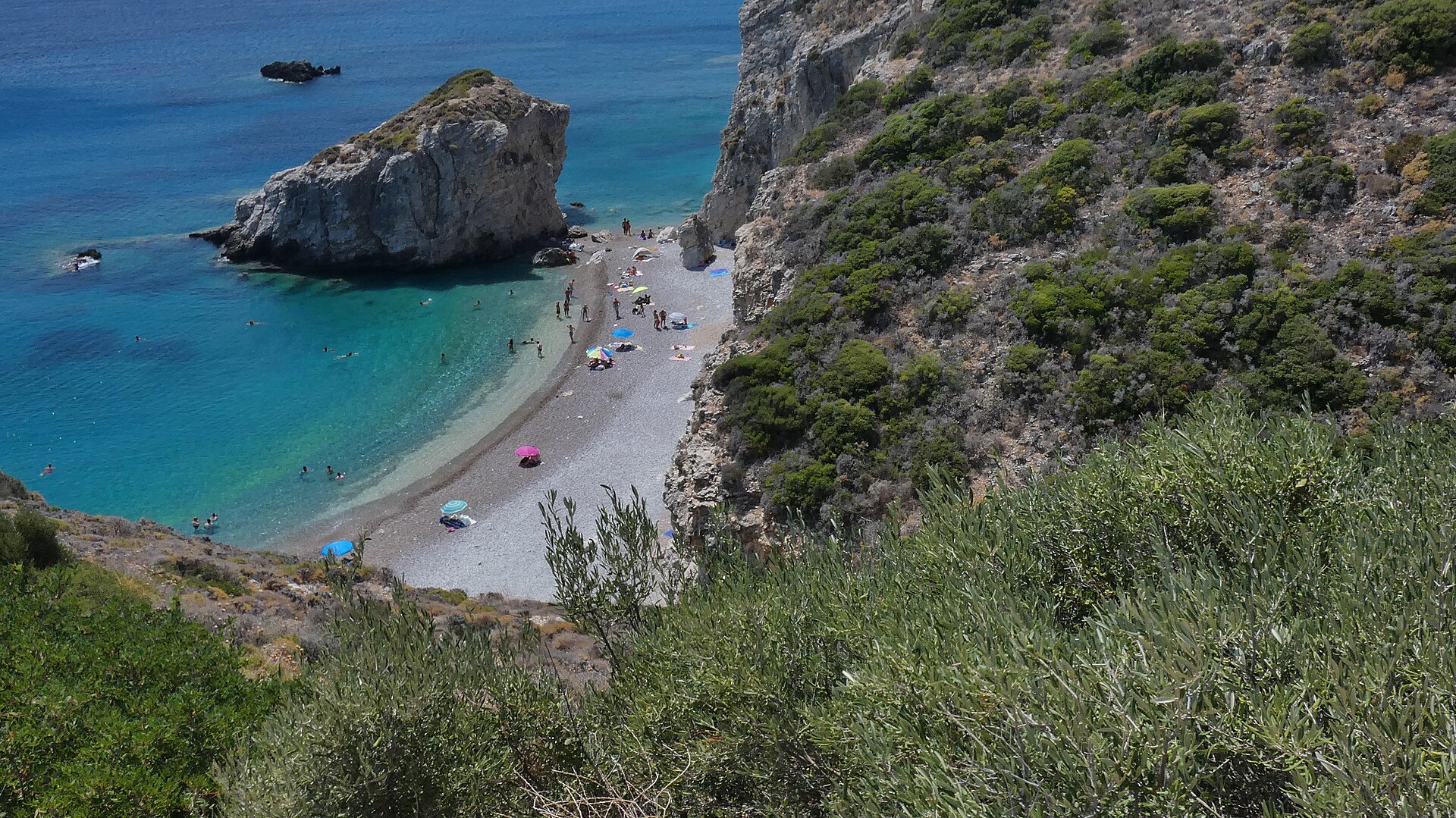 Kaladi beach with turquoise water on Kythira