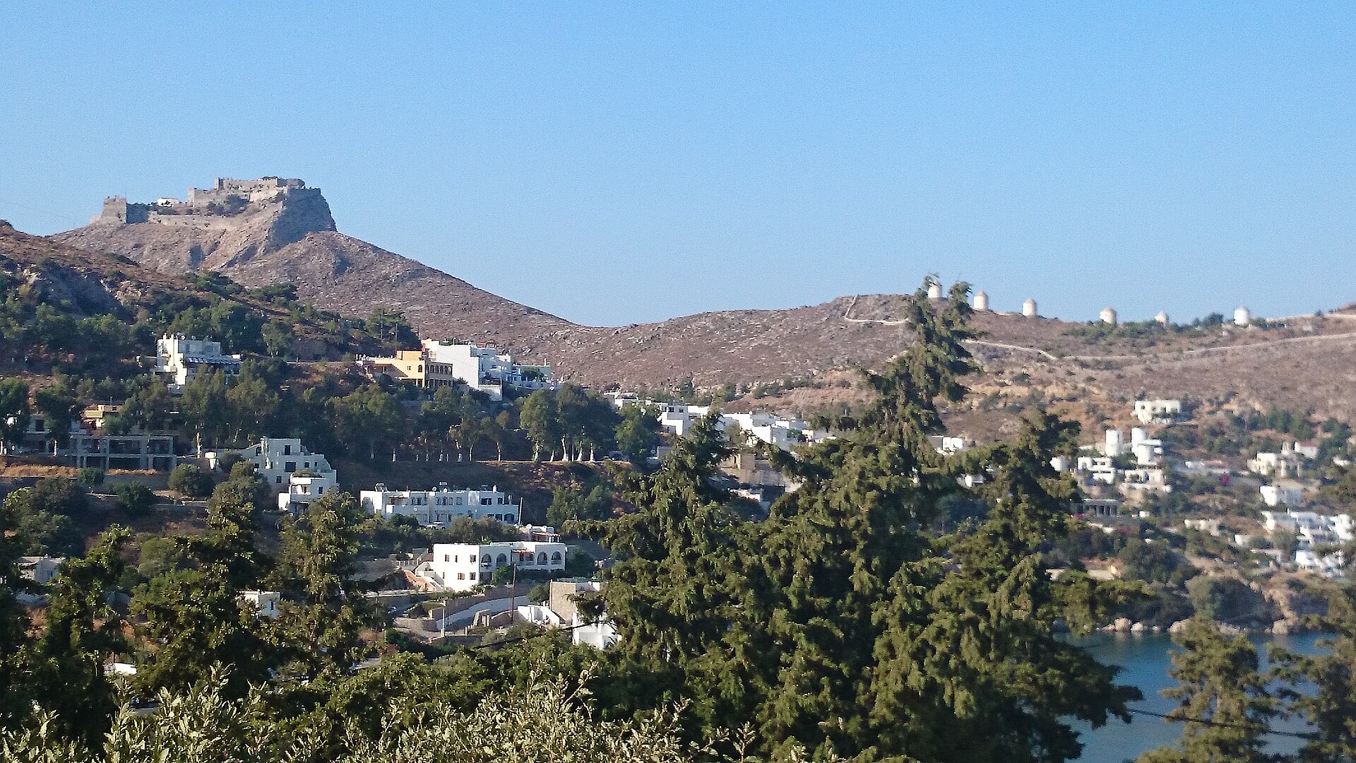 The medieval castle of Panteli on Leros island perched on a rocky hilltop with panoramic Aegean views