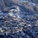 Snowy Metsovo town and surrounding mountain slopes