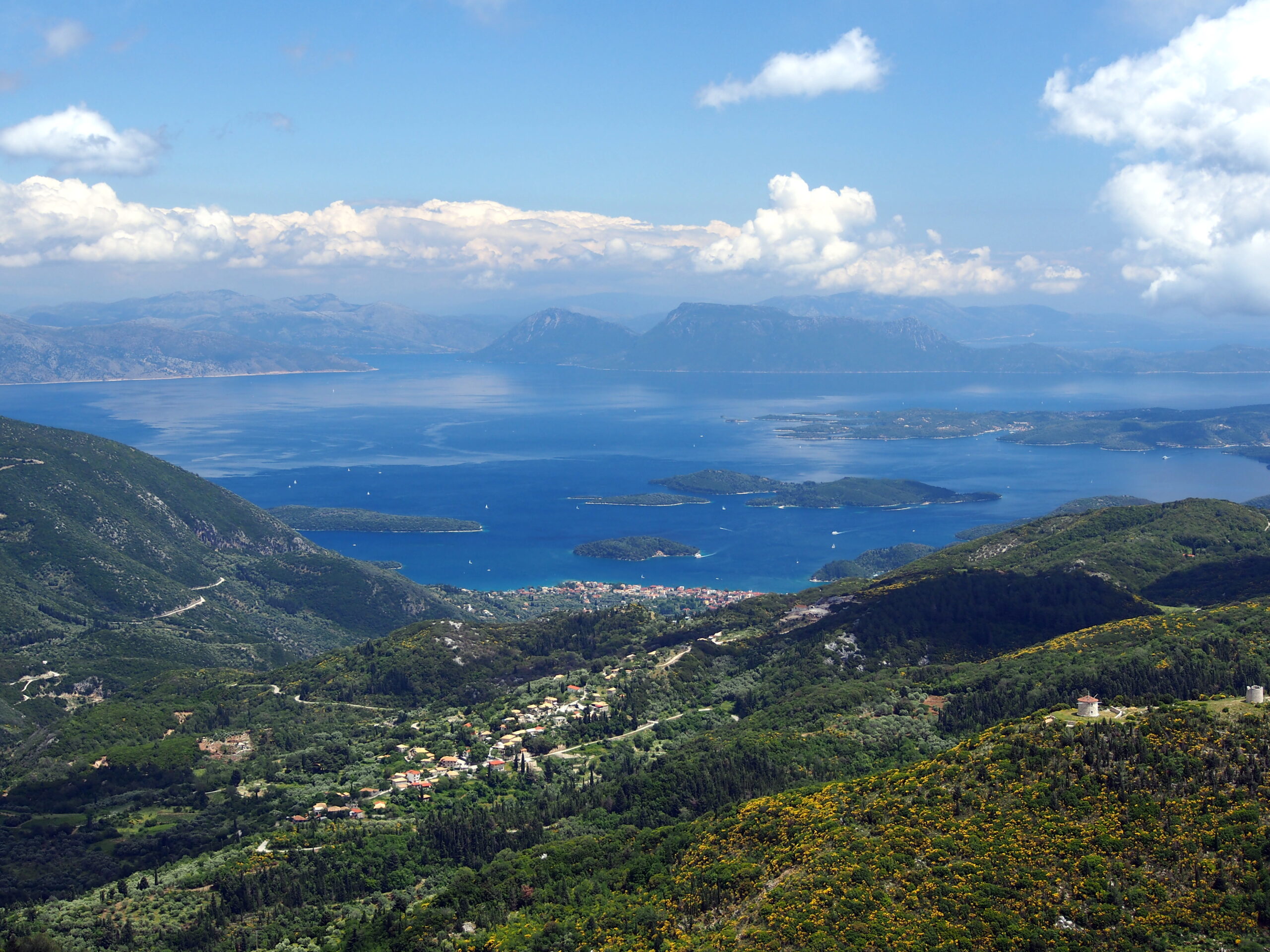 Traditional mountain village in Lefkada's central highlands