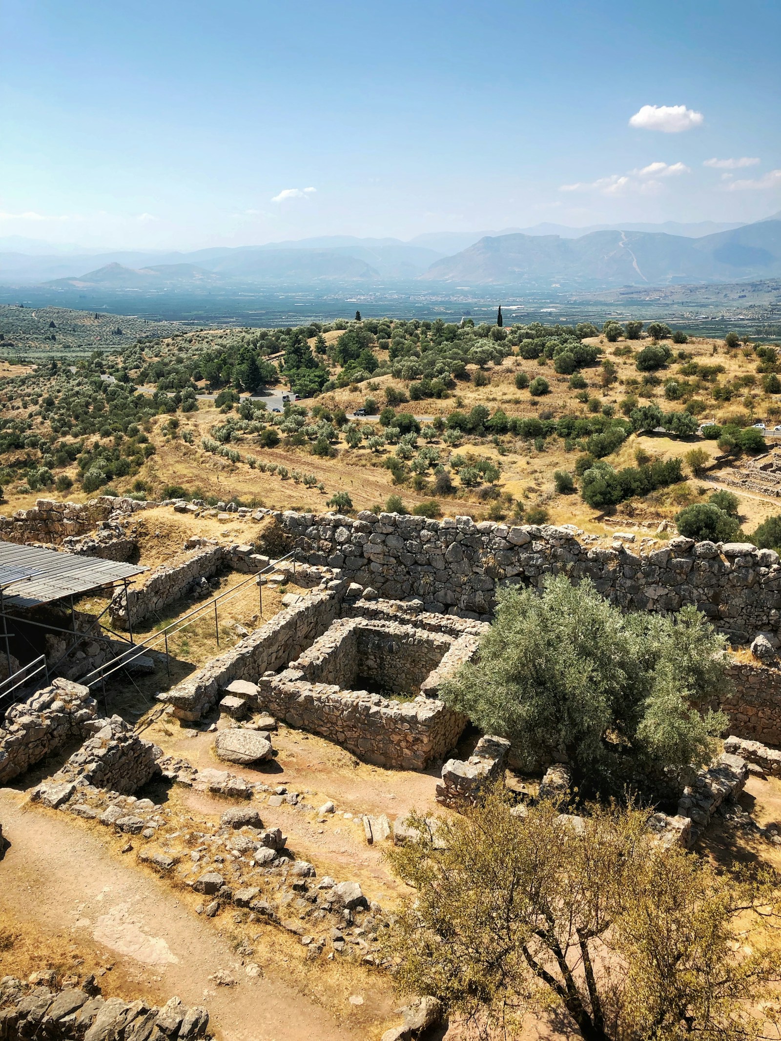 Stone ruins at the archaeological site of Mycenae in Argolis, north-eastern Peloponnese, Greece