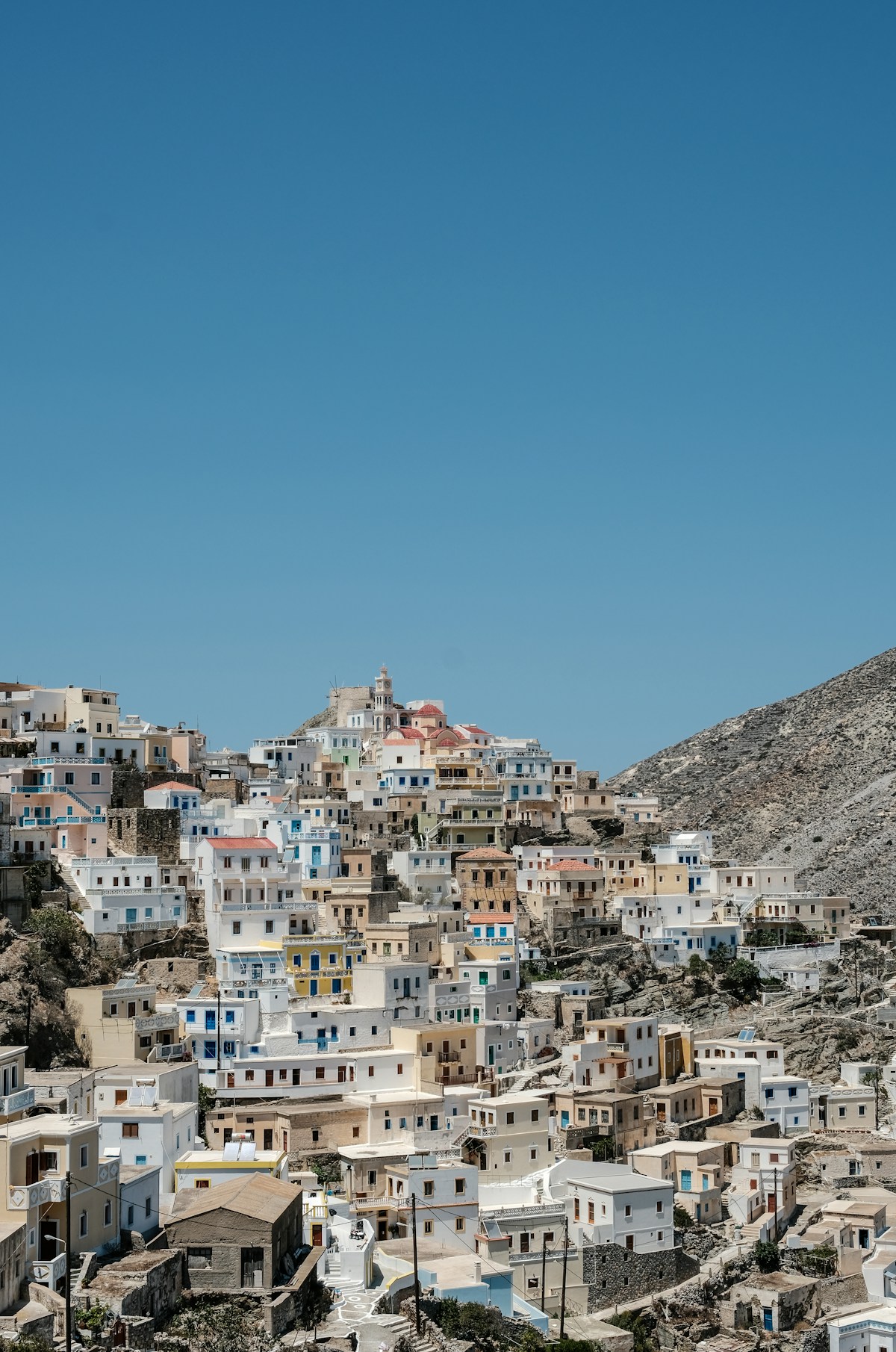Aerial view of Olympos village, Karpathos