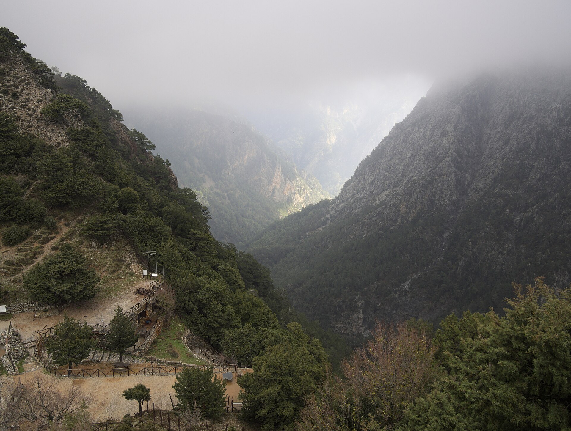 Samaria Gorge entrance at Xyloskalo in the White Mountains of Crete