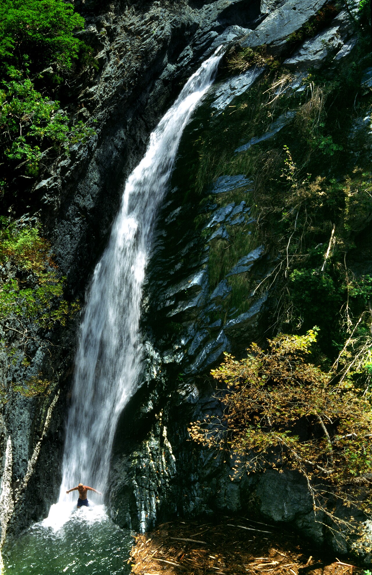 First Fonias waterfall in the forest of Samothrace