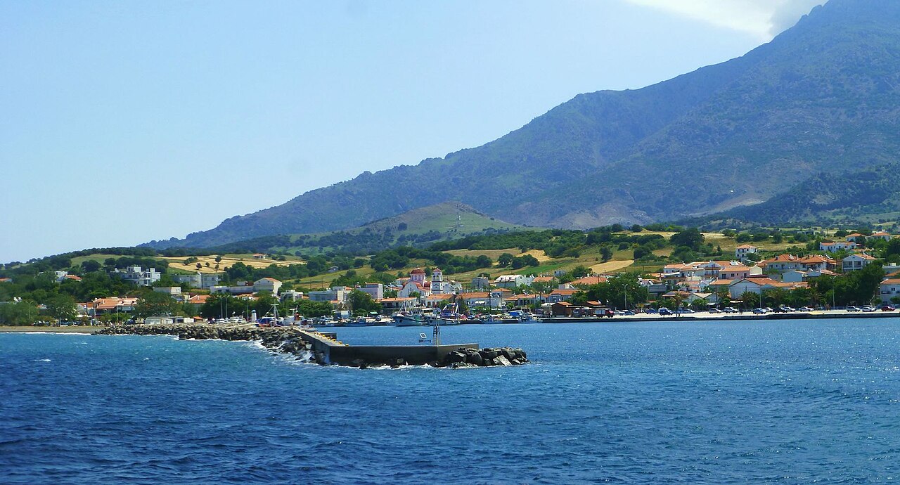 Kamariotissa port and Mount Saos on Samothrace