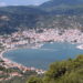 Panoramic view of Skopelos town and harbour