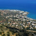Aerial view of the coast at Stalida in Crete