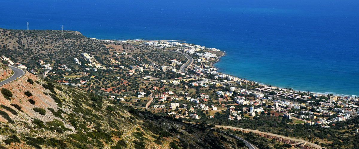 Aerial view of the coast at Stalida in Crete