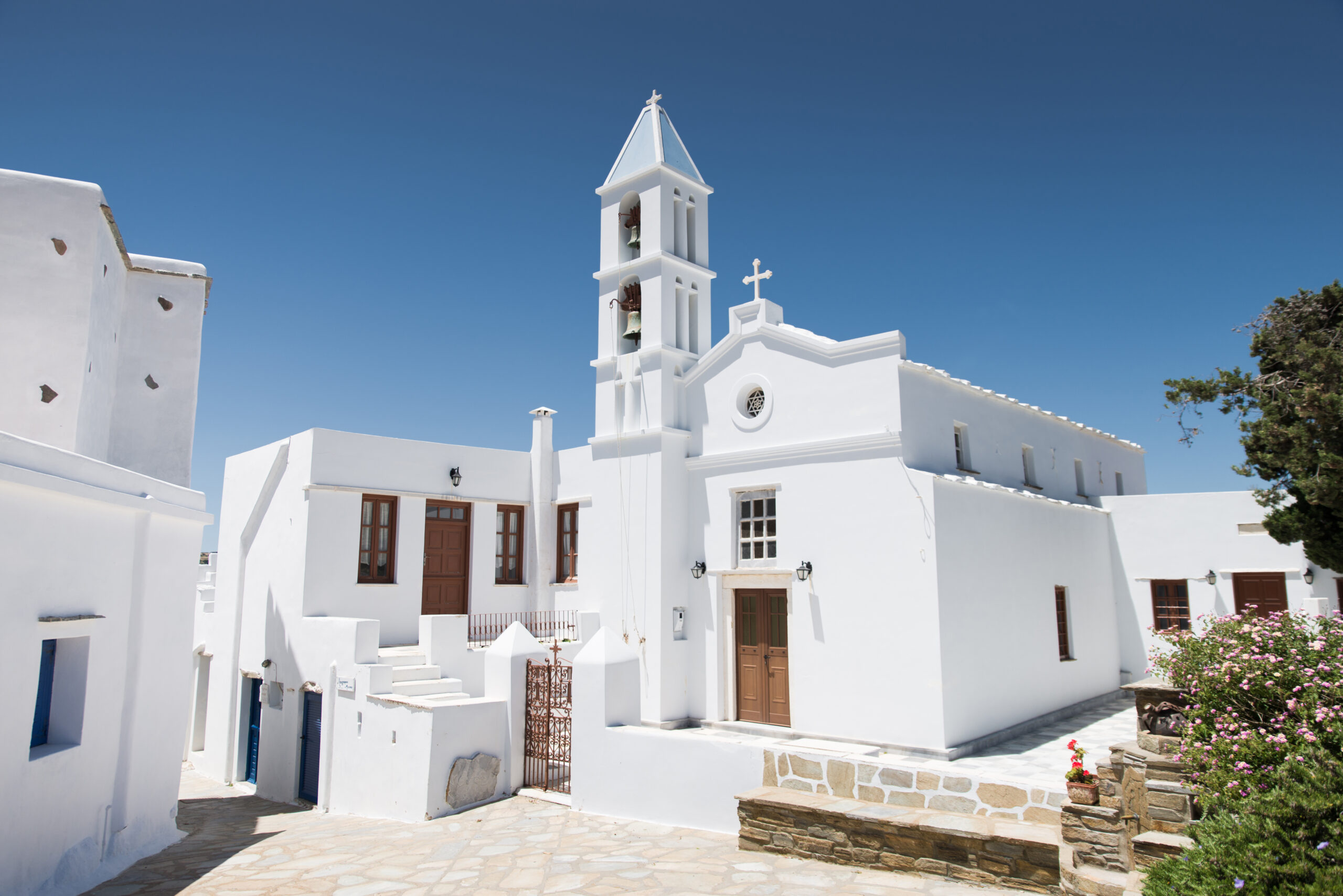 Whitewashed Cycladic architecture of Tinos, Greece