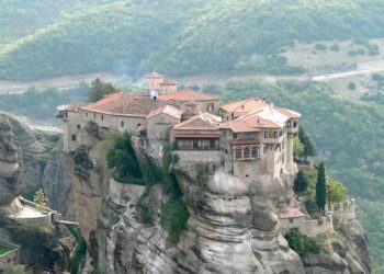 Varlaam Monastery viewed from the surrounding rock formations