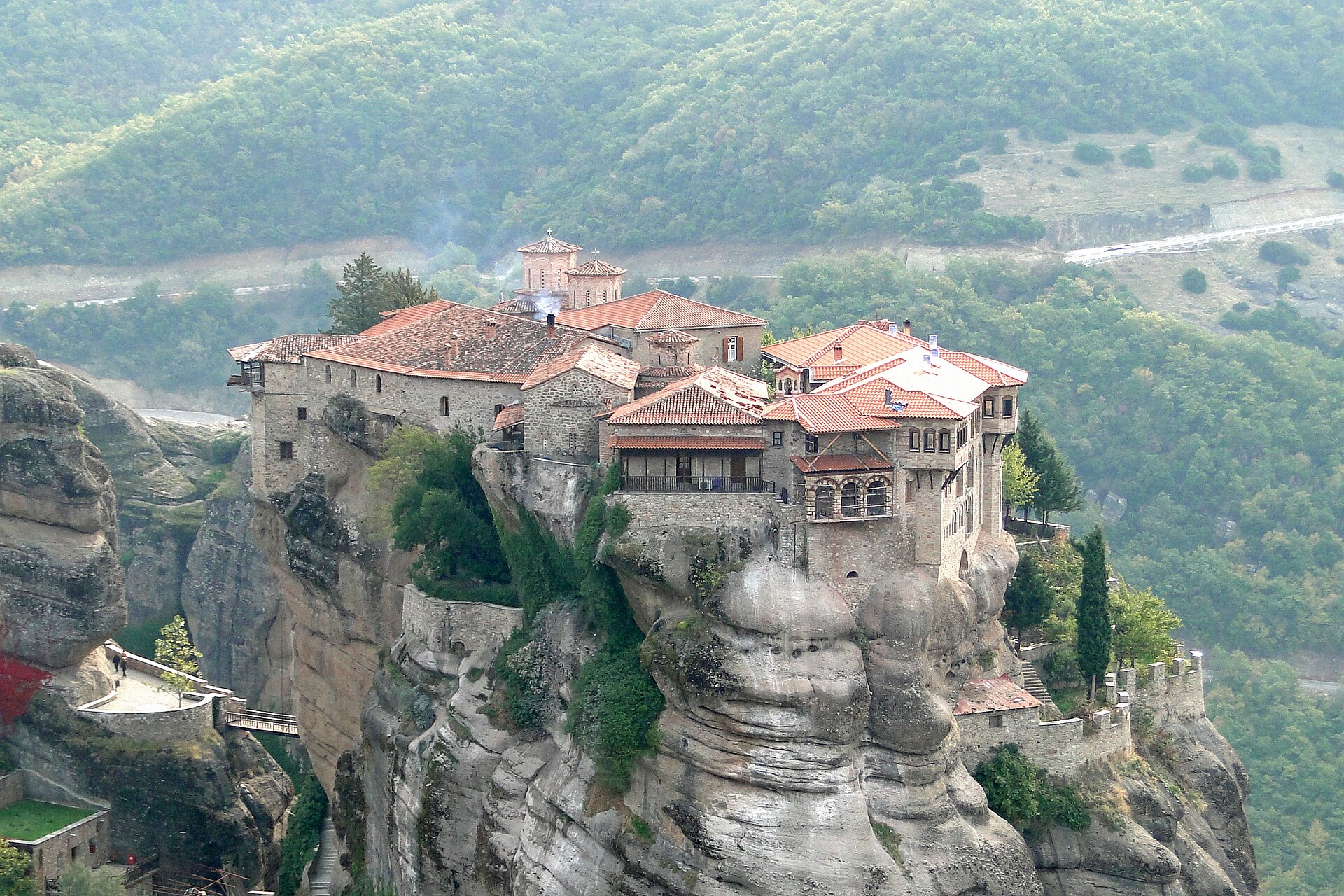 Varlaam Monastery viewed from the surrounding rock formations