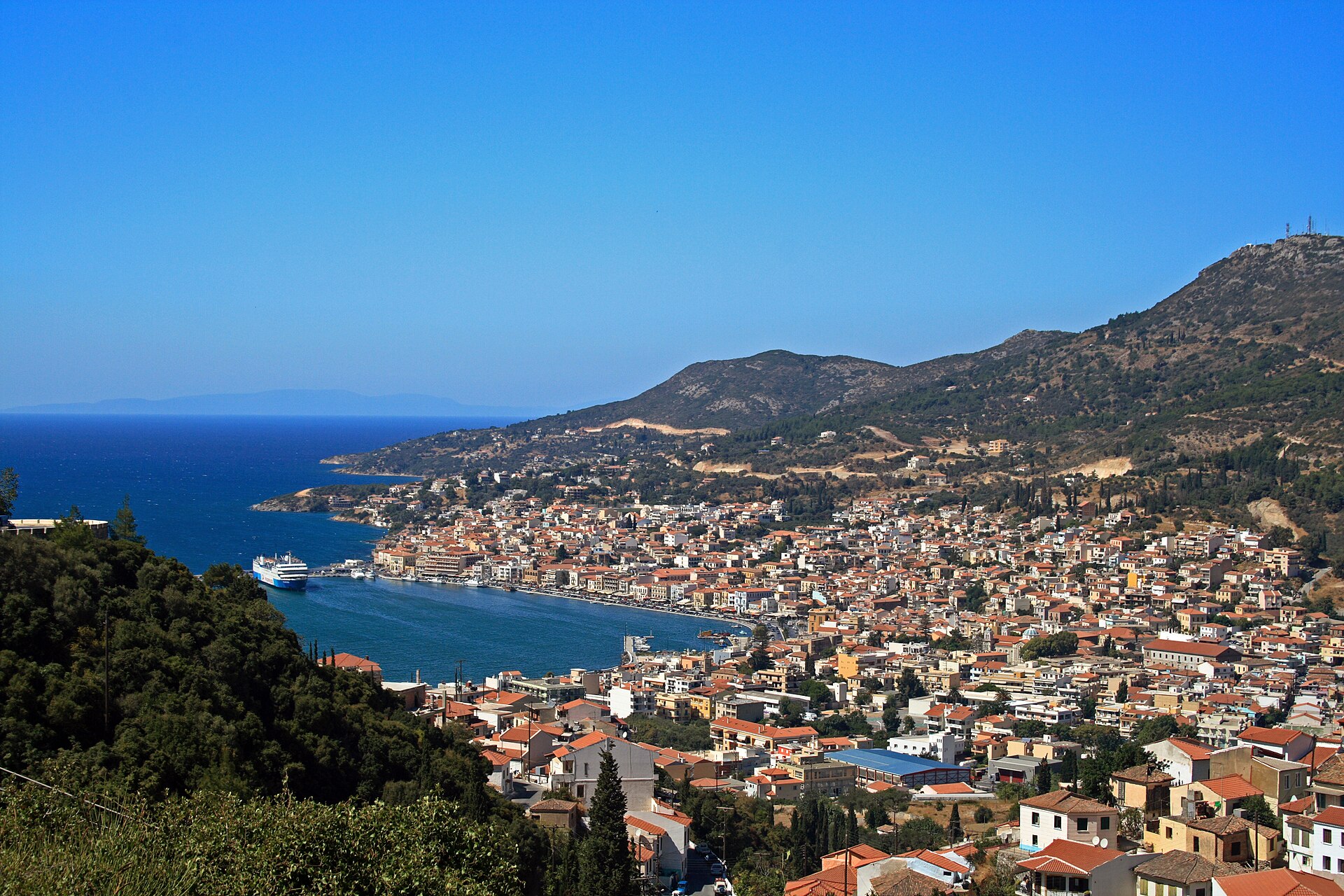 View of Samos Town on Samos, Greece.