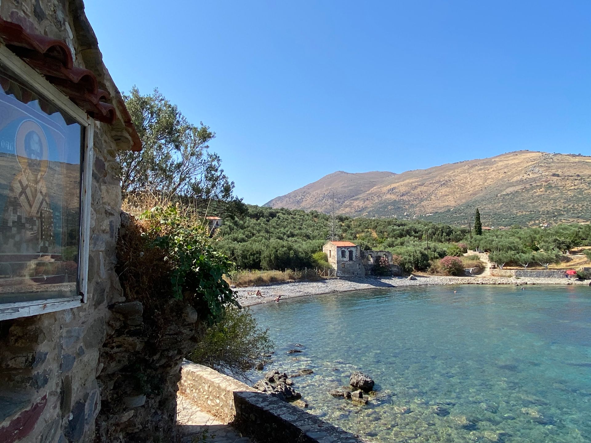 Kardamili coastal village with clear water and stone houses in the Peloponnese